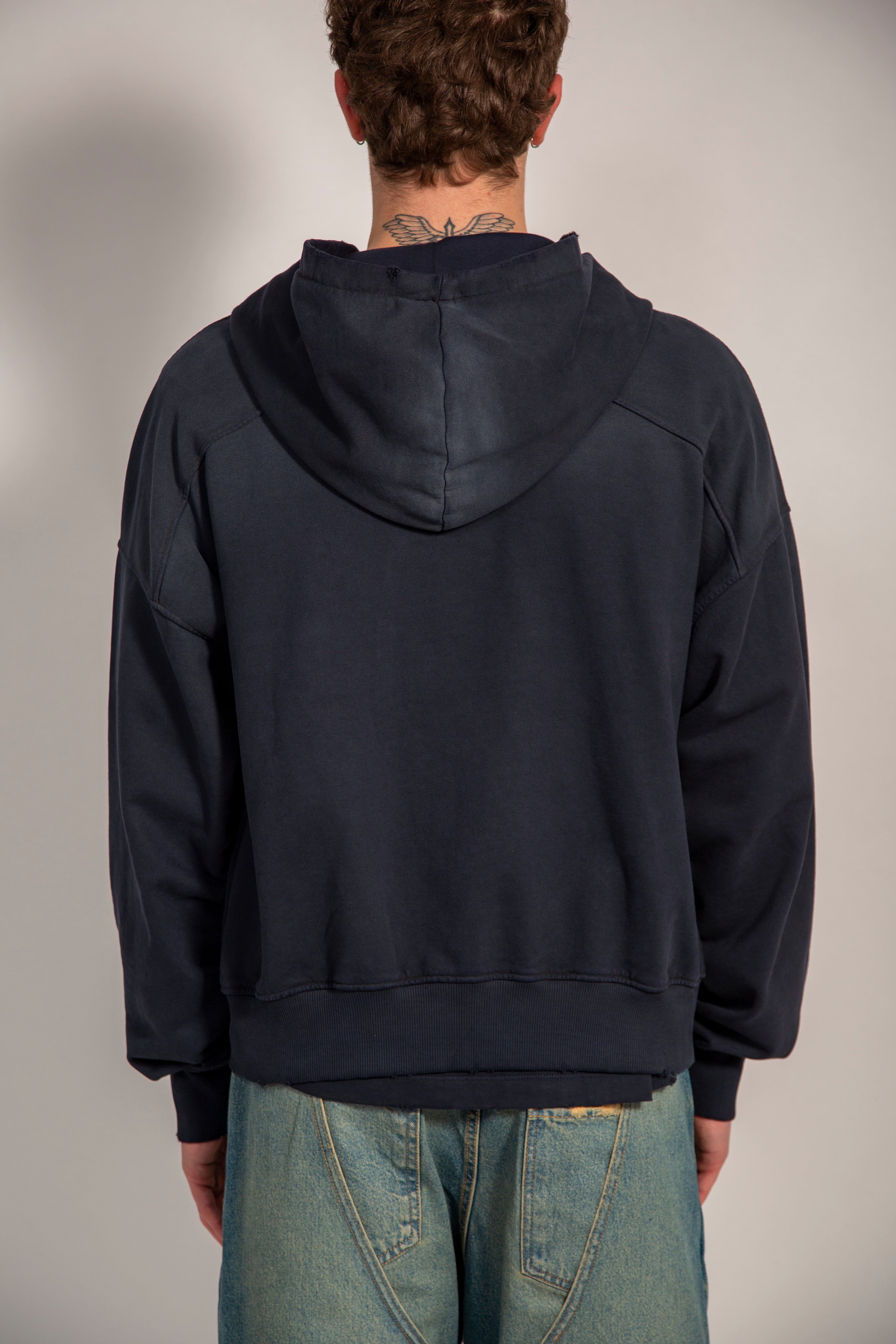 REBEL FEEIN FULL ZIP HOODIE WASHED NAVY