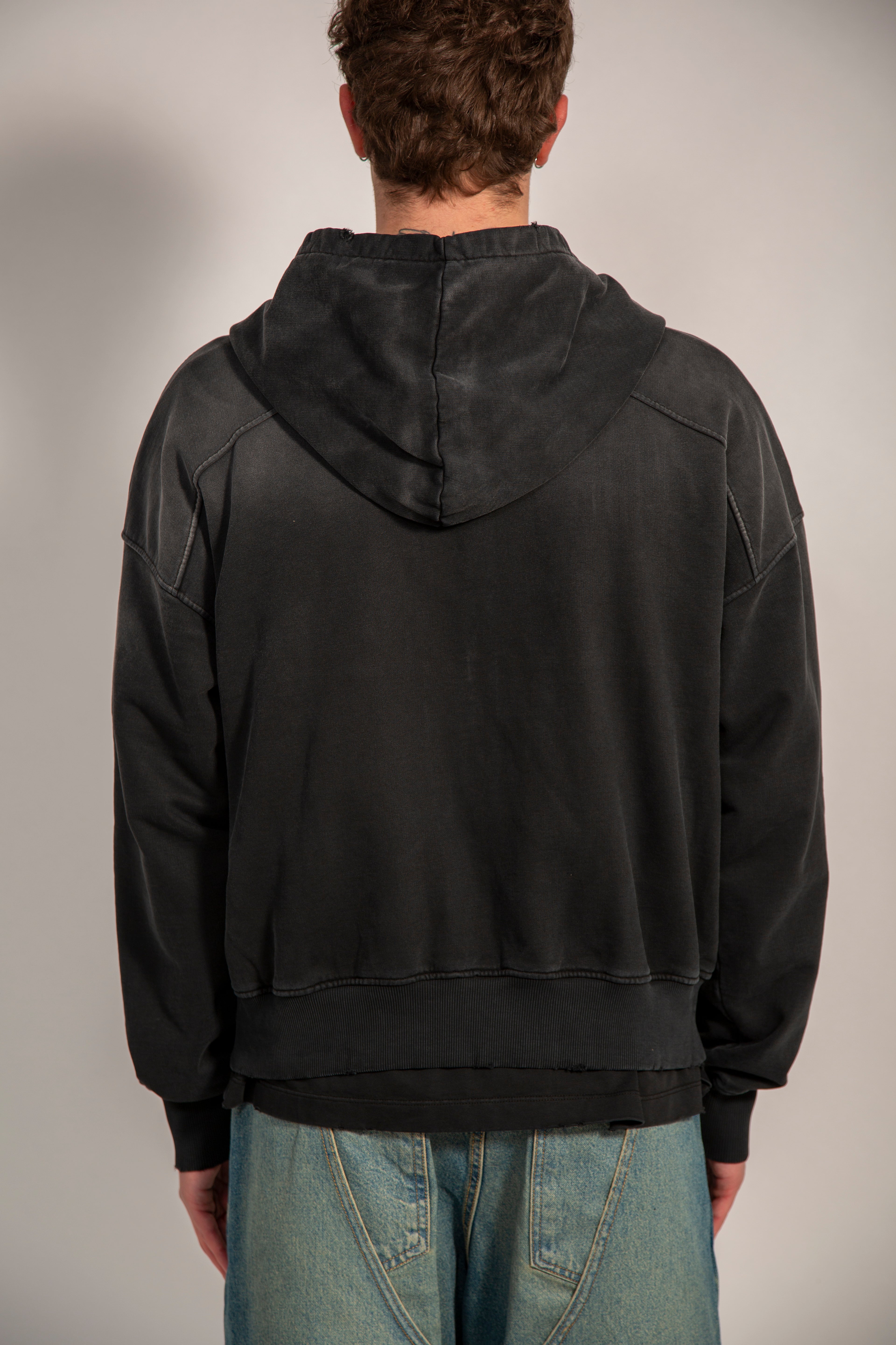 REBEL FEEIN FULL ZIP HOODIE WASHED BLACK