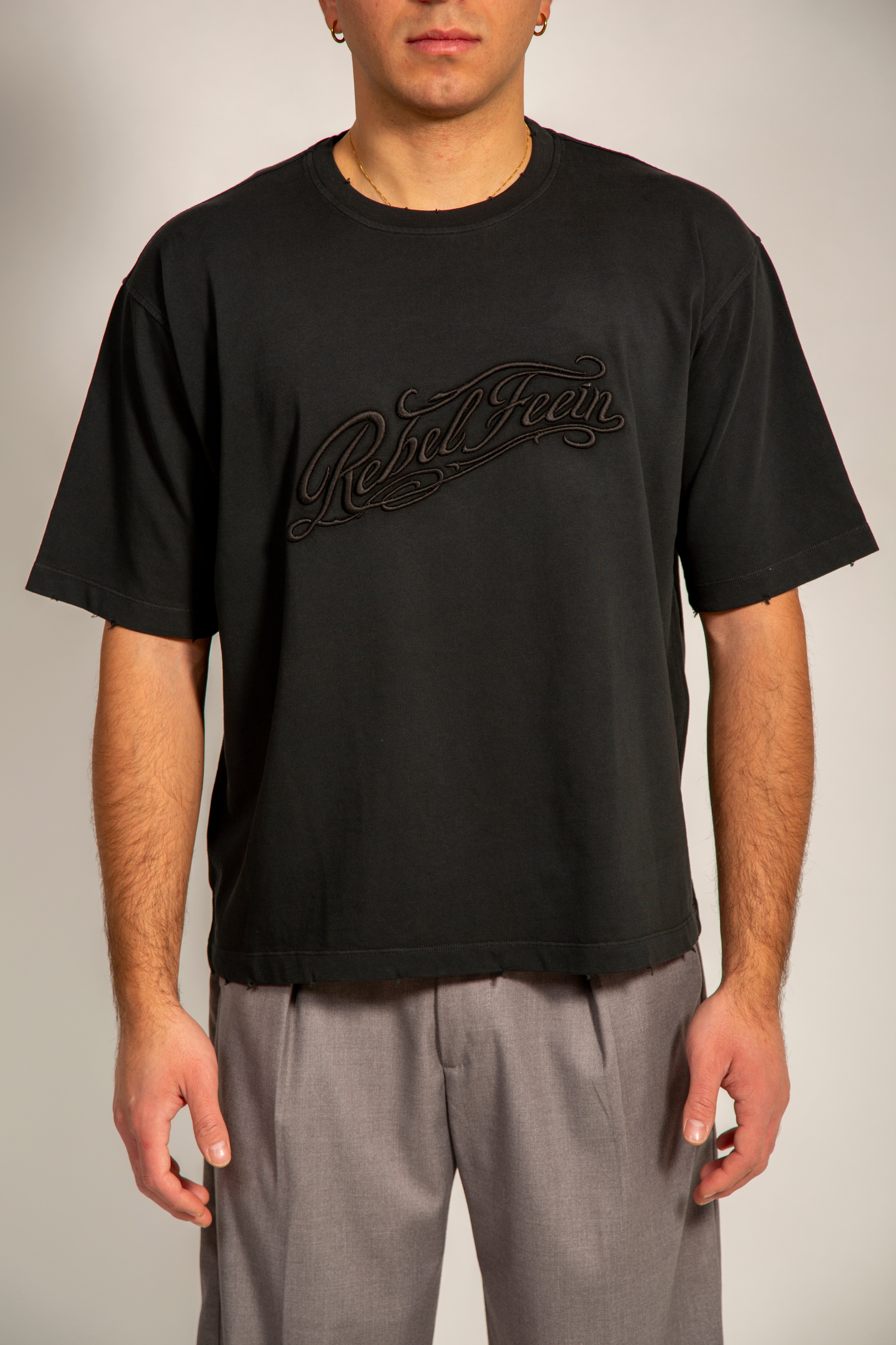 REBEL FEEIN EMBROIDERED TEE BLACK